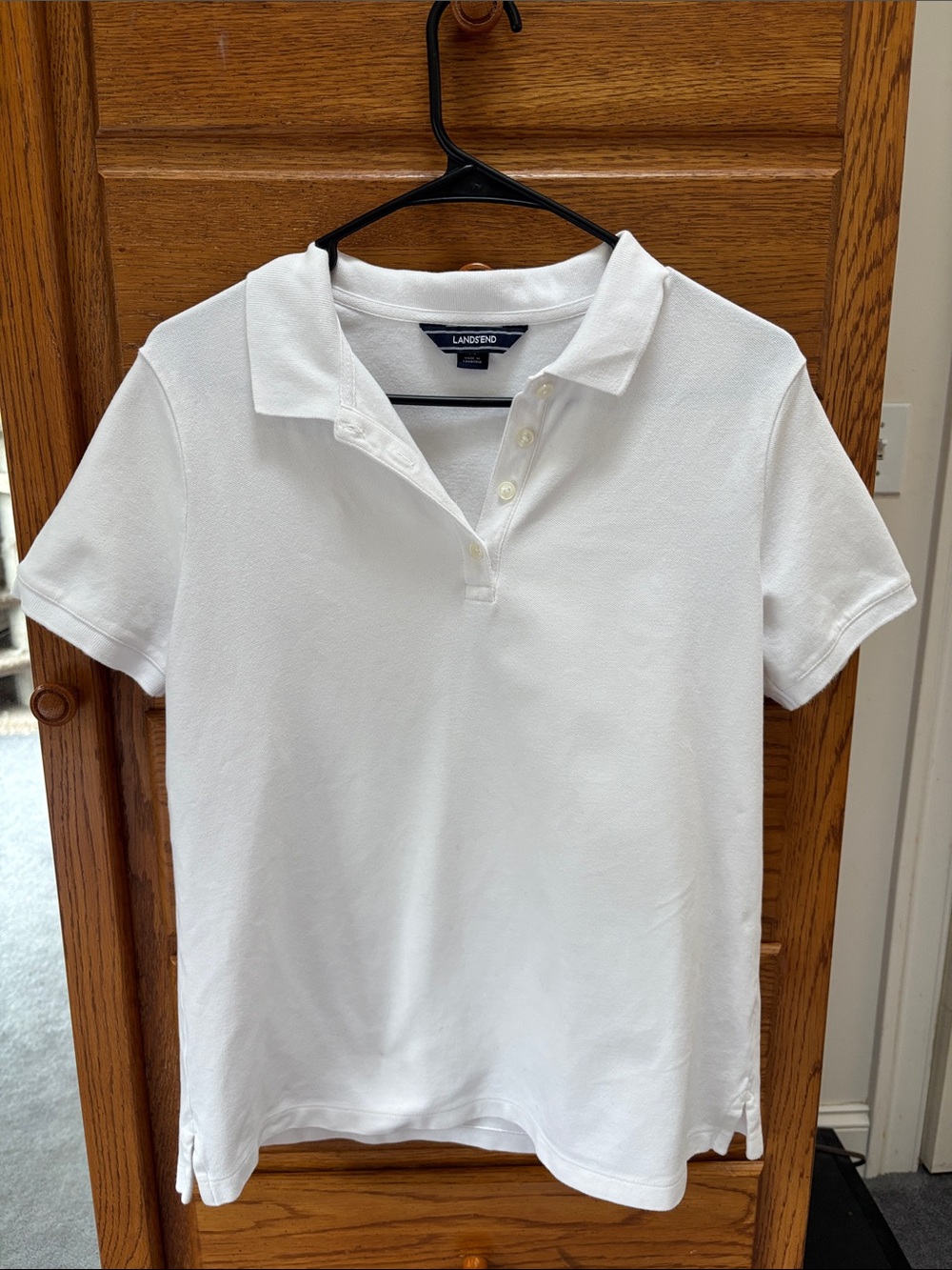 Lands' End  White Short-Sleeve Polo